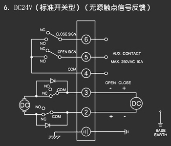 ＤＣ24Ｖ標(biāo)準(zhǔn)開關(guān)型<a href='http://m.jxeptri.com.cn/Product/diefa/diandongdiefa/' target='_blank'>電動(dòng)<a href='http://m.jxeptri.com.cn/Product/diefa/' target='_blank'>蝶閥</a></a>接線圖